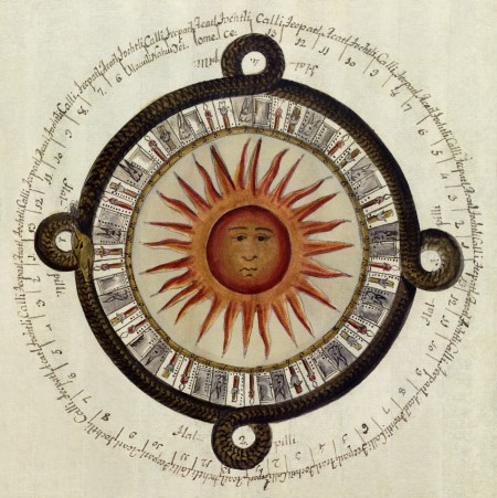 Dessin d'un calendrier solaire aztèque. Par Antonio de León y Gama / https://bit.ly/3lf4nHR