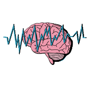 Icône représentant un cerveau et une onde cérébrale. Par Ilia Aim